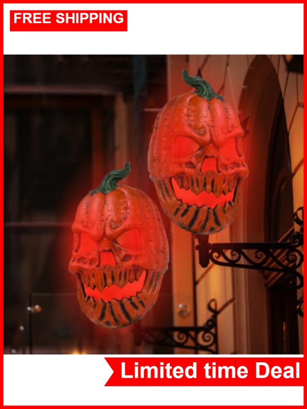 2pk Halloween Pumpkin Porch Light Covers, Skeleton Decor for Outdoor Garage